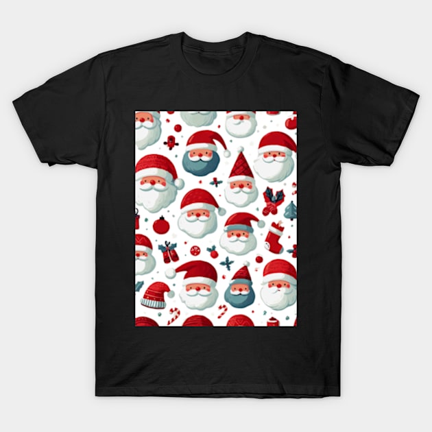 Santa Claus Pattern T-Shirt by ArtFactoryAI